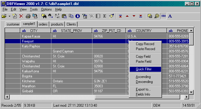 DBFViewer 2000 Screenshot